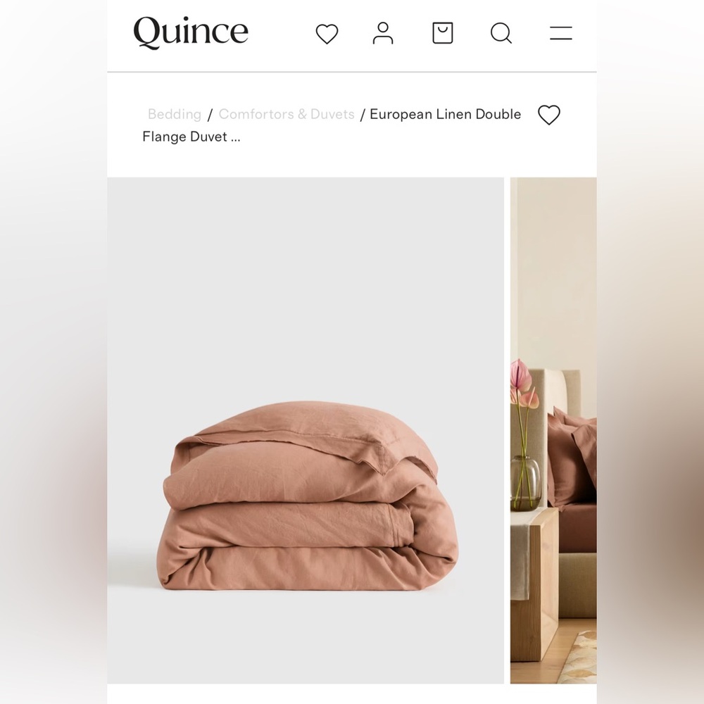 Quince European Linen Double Flange Duvet Cover